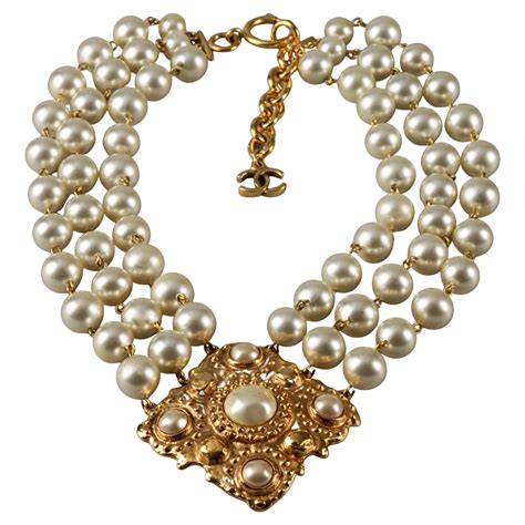 chanel gold multistrand with pearls|chanel chain necklace.